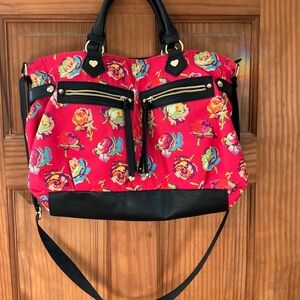 Betsey Johnson Vibrant Red Floral Shoulder Bag